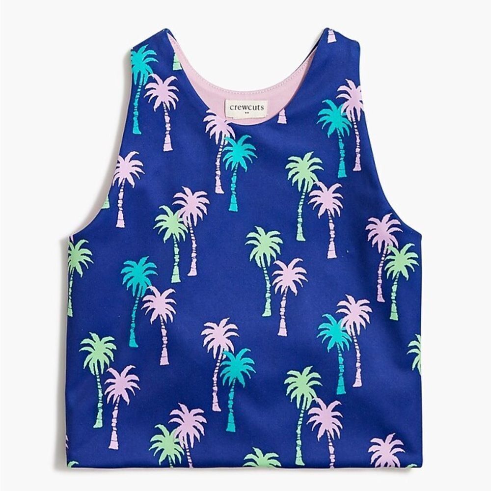 Crewcuts Factory Girls' active palm tree tank top size 8-9
